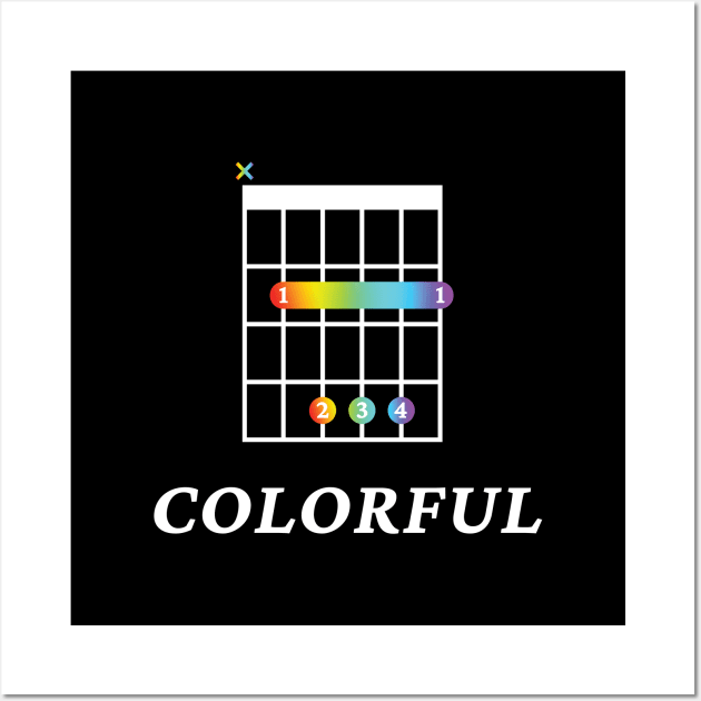 B Colorful B Guitar Chord Tab Dark Theme Wall Art by nightsworthy